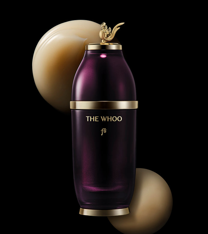 Elegant design of THE WHOO Imperial Youth Concentrate Serum with texture.